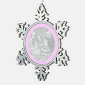 rosa, runde Grenze Schneeflocken Zinn-Ornament (Rechts)