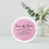Rosa runde Wasserfarbe Save the Date einladen (Stehend Vorderseite)