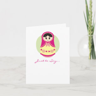 Rosa russische Puppe Notecard Karte