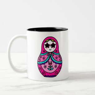 rosa russische Puppe Zweifarbige Tasse