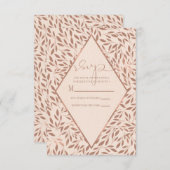 Rosa Rustikale Blätter Botanische Glam Chic Hochze RSVP Karte (Vorne/Hinten)