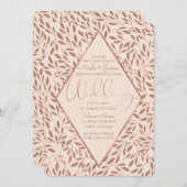 Rosa Rustikale Blätter Botanische Glam Hochzeit Einladung (Vorne/Hinten)