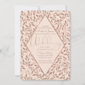Rosa Rustikale Blätter Botanische Glam Hochzeit Einladung (Vorderseite)