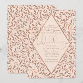 Rosa Rustikale Blätter Botanische Glam Hochzeit Einladung
