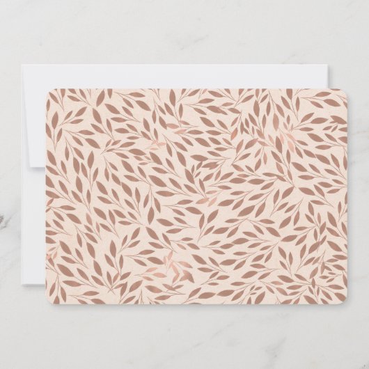 Rosa Rustikale Blätter Botanisches Glam Brautparty Einladung (Rückseite)