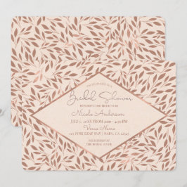 Rosa Rustikale Blätter Botanisches Glam Brautparty Einladung
