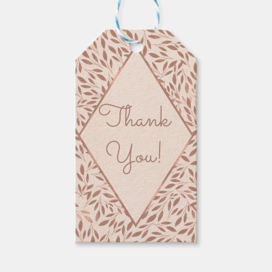 Rosa Rustikale Blätter Botanisches Glam Brautparty Geschenkanhänger (Vorderseite)