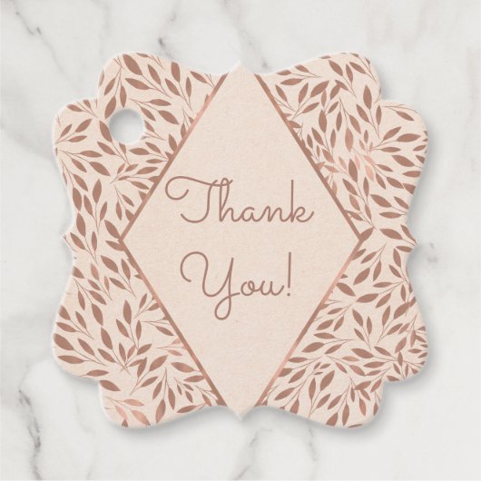 Rosa Rustikale Blätter Botanisches Glam Brautparty Geschenkanhänger (Vorderseite)