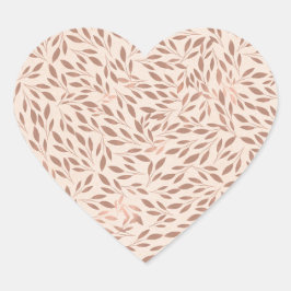 Rosa Rustikale Blätter Botanisches Glam Brautparty Herz-Aufkleber