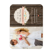 Rosa rustikale Blumen Boho Save-the-Date Magnet (Vertikal)