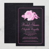 Rosa Rustikale Blumendusche Einladungen (Vorne/Hinten)