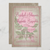 Rosa Rustikale Blumendusche Einladungen (Vorne/Hinten)