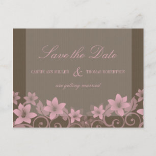 Rosa Rustikale Blumenkarte Save the Date Postkarte