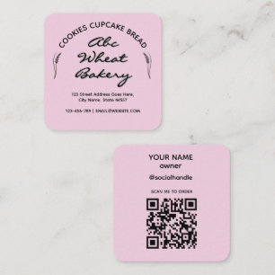 Rosa rustikale Cottage-Bäckerei Quadratische Visitenkarte