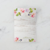 Rosa Rustikale Florals auf weißem Holz Dankeskarte (Innenseite)