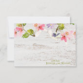 Rosa Rustikale Florals auf weißem Holz Dankeskarte (Rückseite)