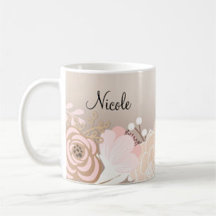 Rosa Rustikale Glamour Blumen Personalisiert Kaffeetasse