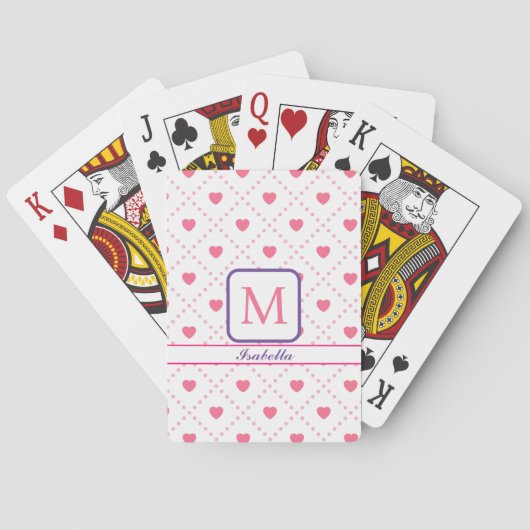 Rosa Rustikale Herzenssammlung Valentinstag Spielkarten (Rückseite)