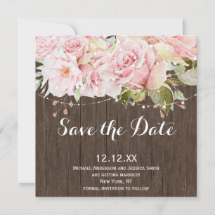 Rosa Rustikale Holzsaitenleuchten Save the Date