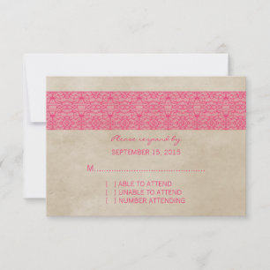rosa Rustikale Lace Response Card RSVP Karte