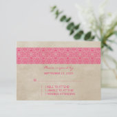 rosa Rustikale Lace Response Card RSVP Karte (Stehend Vorderseite)