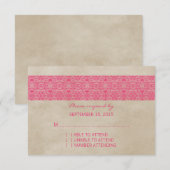 rosa Rustikale Lace Response Card RSVP Karte (Vorne/Hinten)