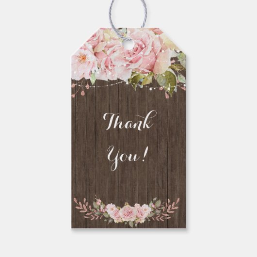 Rosa Rustikale Lichter Geschenkanhänger (Vorderseite)