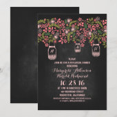 Rosa rustikale Mauerkrüge Probe Abendessen Einladung (Vorne/Hinten)