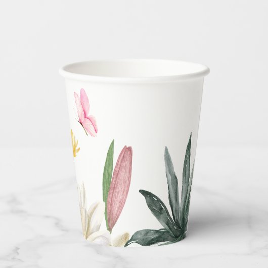 Rosa rustikale Rose Pappbecher (Rückseite)