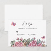 Rosa rustikale Rose RSVP Karte (Vorne/Hinten)