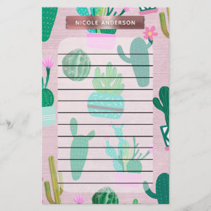 Rosa rustikale südwestliche Cacti Kaktus Pflanzen Briefpapier
