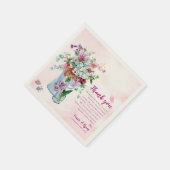 Rosa rustikale Wildblume Hochzeit Danke Nachricht Serviette (Ecke)
