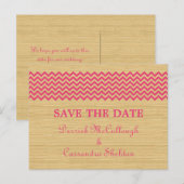 Rosa Rustikale Zickzack Save the Date Postkarte (Vorne/Hinten)