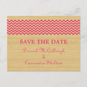 Rosa Rustikale Zickzack Save the Date Postkarte