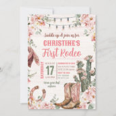 Rosa Rustikaler Western Cactus Cowgirl's First Rod Einladung (Vorderseite)