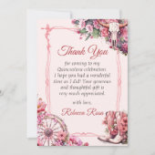 Rosa Rustikaler Western Quinceanera Danke Karte (Vorderseite)