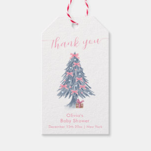 Rosa Rustikaler Winterbogen Weihnachtsbaum Baby Sh Geschenkanhänger