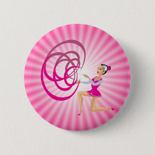 Rosa Rythmic Gymnastik Ribbon Button