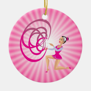 Rosa Rythmic Gymnastik Ribbon Keramikornament