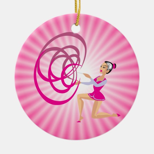 Rosa Rythmic Gymnastik Ribbon Keramikornament (Vorne)