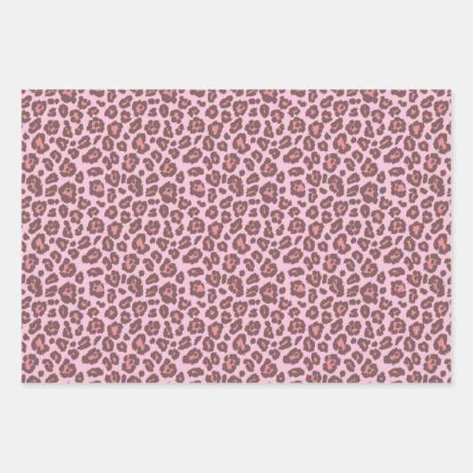 Rosa Safari Animal Leopard Print Geschenkpapier Set (Vorderseite)