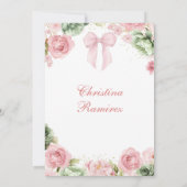 Rosa Sage and Blush Coquette Bow Fairytale Burg Einladung (Rückseite)
