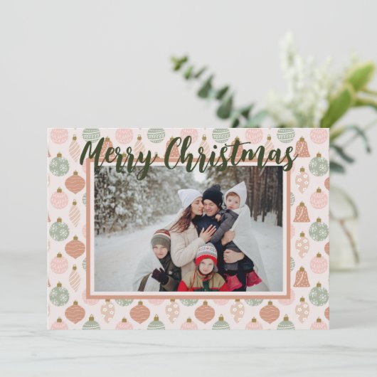 Rosa Sage Boho Ornamente Foto Vorlage Karte (Stehend Vorderseite)