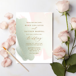 Rosa Sage Green Blush Minimal Hochzeit Einladung