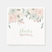 Rosa & Sage Mint Grün Modernes Blumendesign Serviette (Vorderseite)