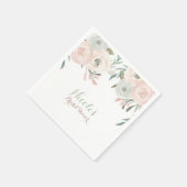 Rosa & Sage Mint Grün Modernes Blumendesign Serviette (Ecke)