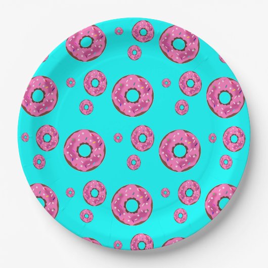 Rosa Sahne Donuts Pappteller (Vorderseite)