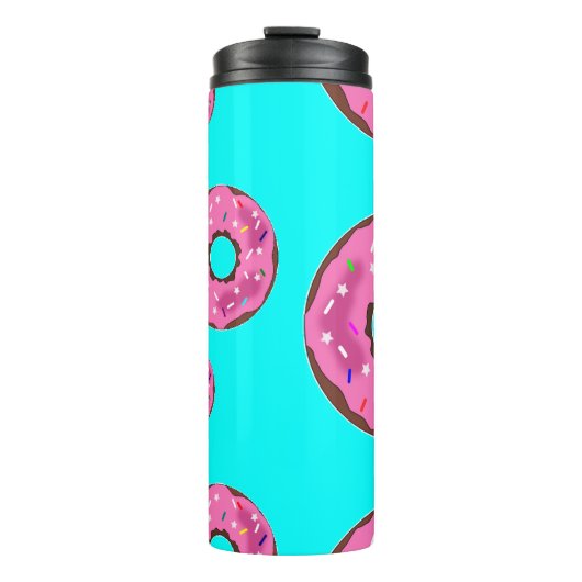 Rosa Sahne Donuts Thermosbecher (Vorderseite)