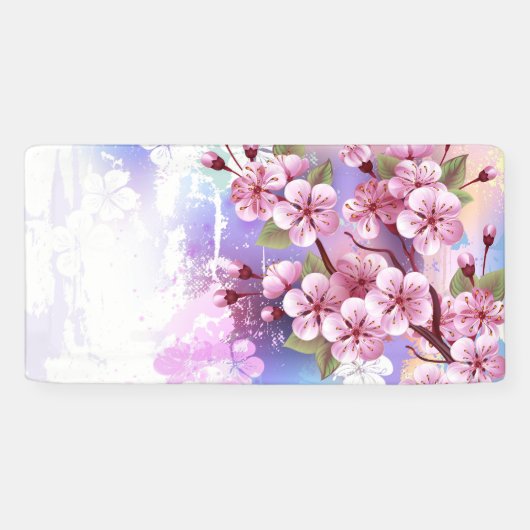 Rosa Sakura auf dem Hintergrund der Malerei Banner (Horizontal)