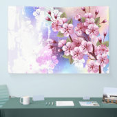 Rosa Sakura auf dem Hintergrund der Malerei Banner (Messe)